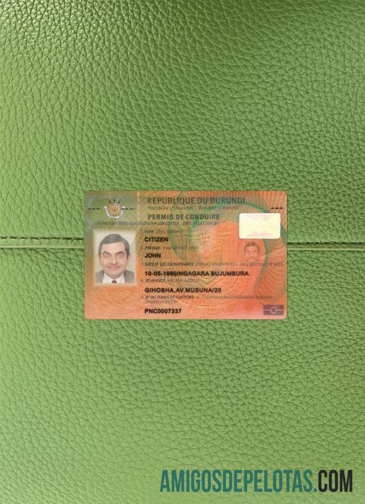 Carteira de habilitação do Burundi fotolook frente exemplo